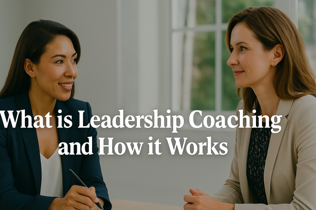Confident professional in a coaching session with a leadership coach